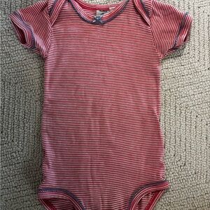 Petit Bateau Red and White Striped Bodysuit